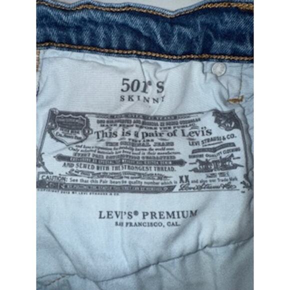 Levis 501 S Men's 29x28 Blue Jeans Button Fly Skinny Denim 5 Pocket - Picture 5 of 13